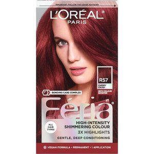 NIB 2 L'Oreal Feria Permanent Hair Color #R57 INTENSE MEDIUM AUBURN Cherry Crush